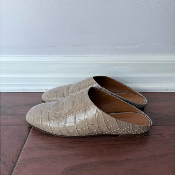 Emme Parsons Taupe Croc-Embossed Glider Slippers - Picture 3 of 5